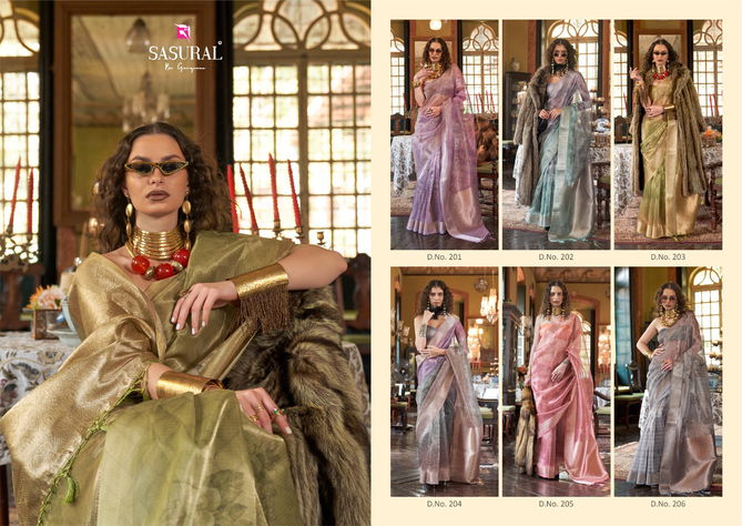 Essance By Sasural Digital Printed Banarasi Weave Organza Wholesale Saree In India